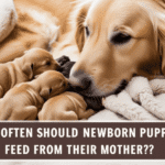 Newborn puppies feeding from mother dog for proper nutrition